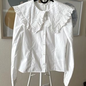H&M white oversized collared shirt